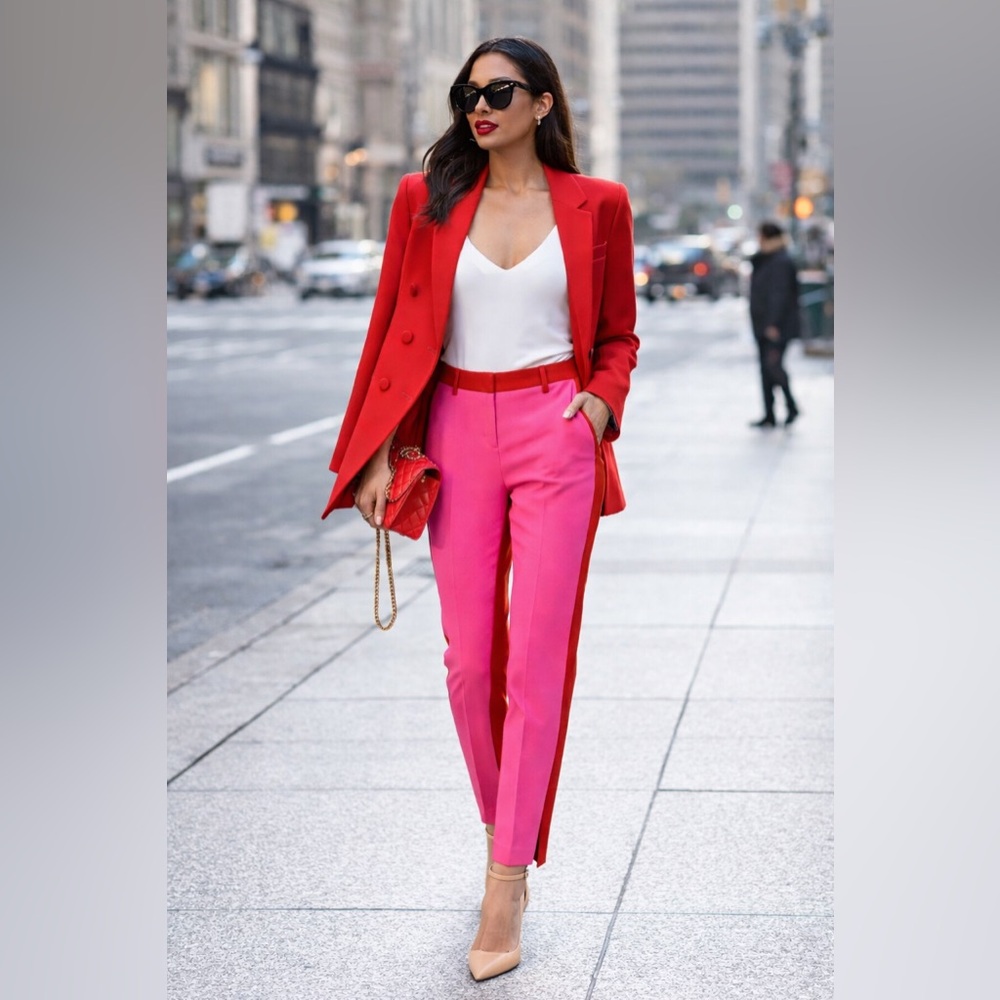 NEW Bcbgmaxazria Neon Pink Monique Color-Blocked Slim Pants – Size XXS